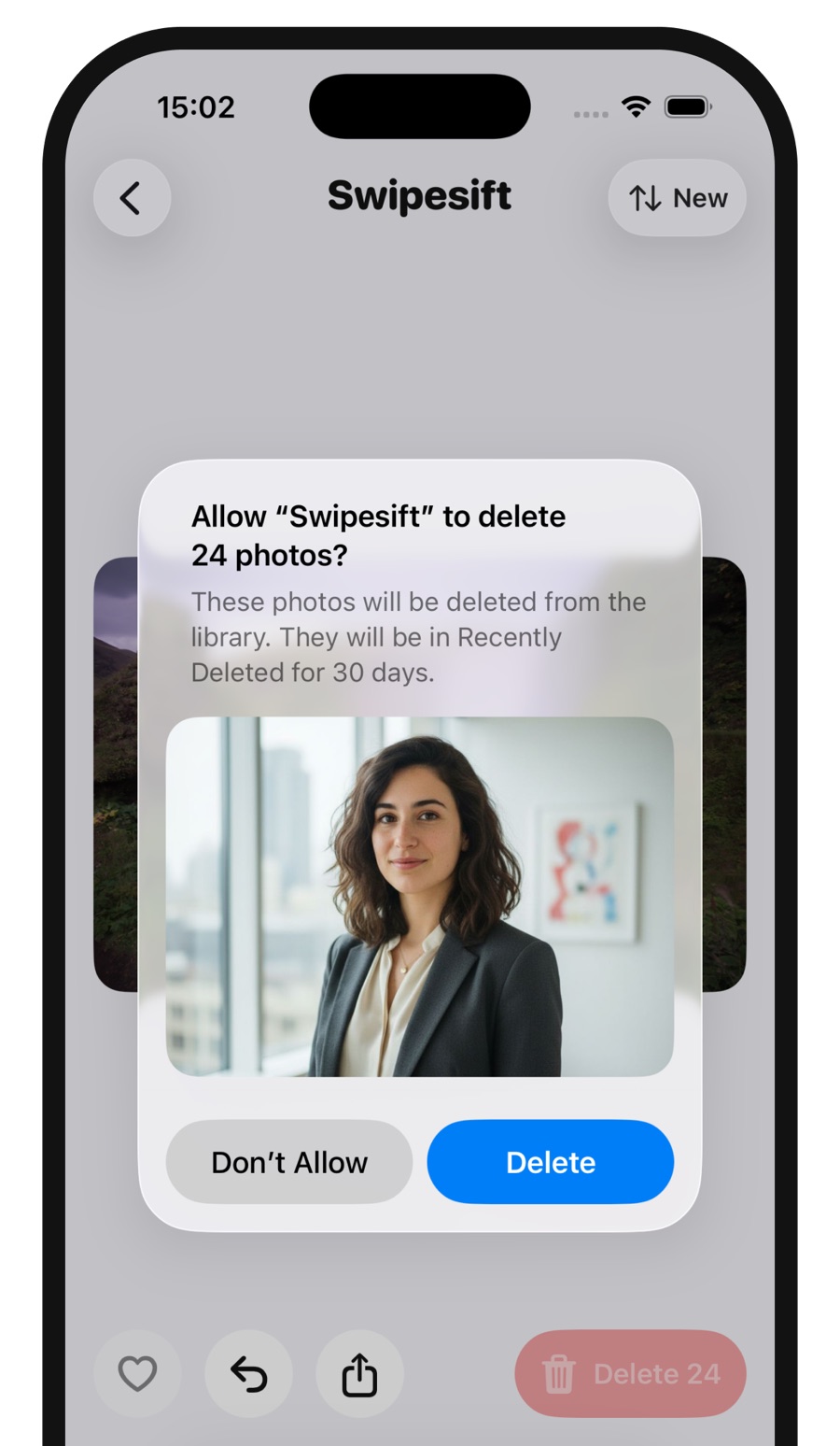 Review and batch delete selected photos in Swipesift